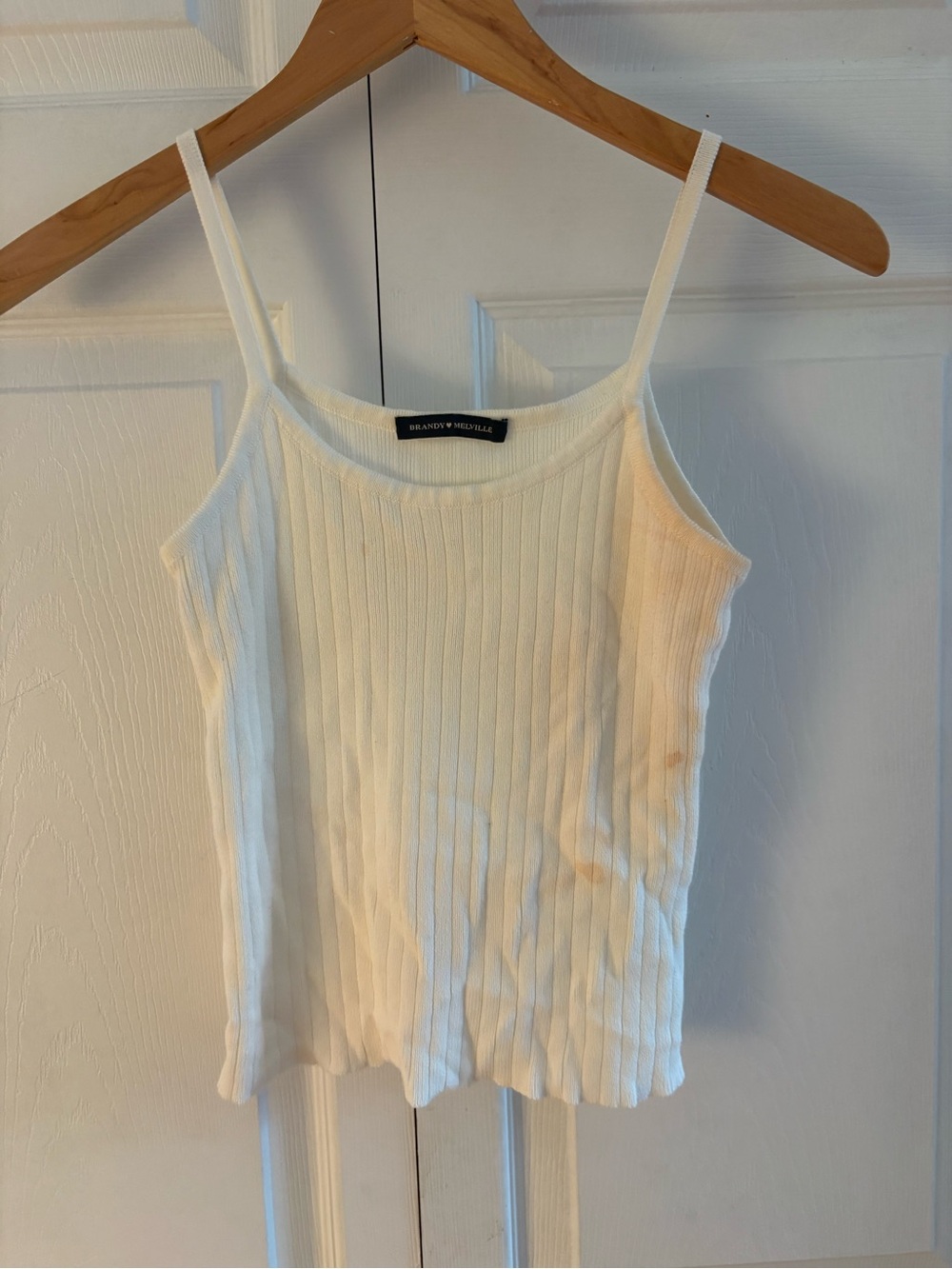 Brandy Melville Cream Ribbed Spaghetti Strap Camisole